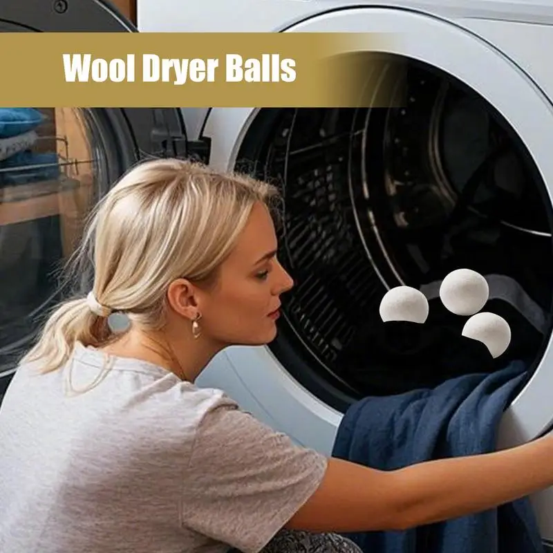 Dryer Wool Balls Natural Fabric Softener Set Of 6 Reusable Fabric Softener Ball Reduces Clothing Wrinkles And Saves Drying Time