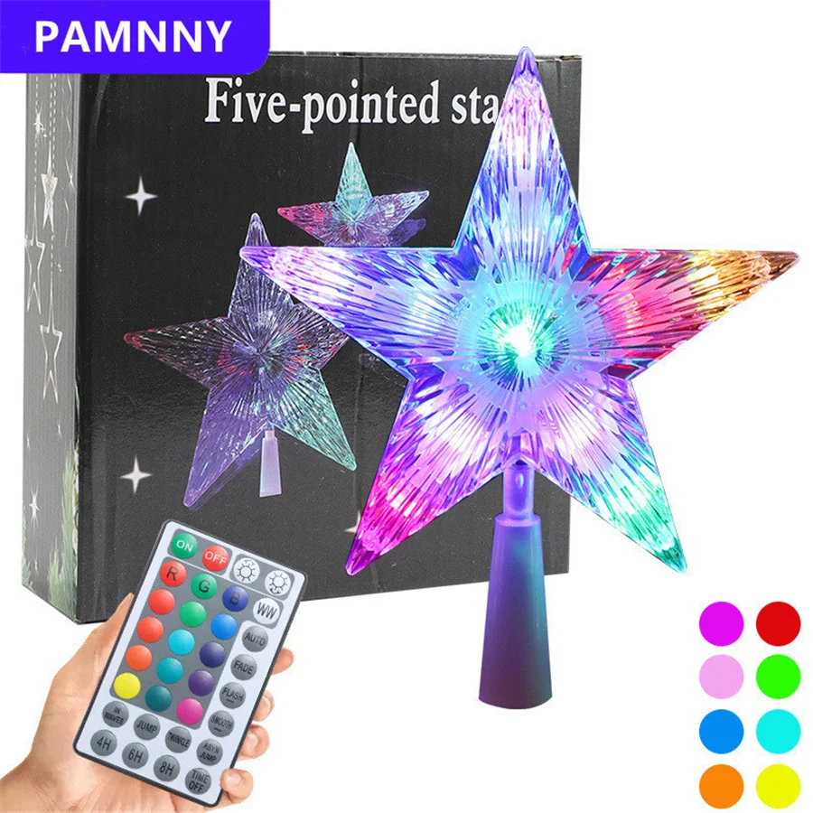 RGB LED Christmas Tree Top Star Fairy String Lights USB Powered Remote Christmas Garland Lights for Wedding Party Holiday Decor