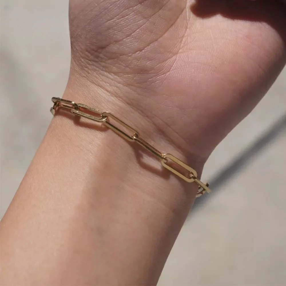 3mm Edelstahl-Gliederarmband für Herren in Goldfarbe Luxus-Schmuckgeschenk Hochwertige Modeaccessoires – Detail 1