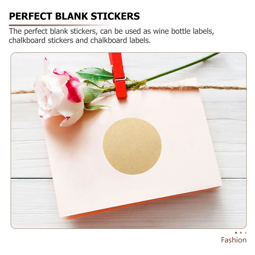 สติกเกอร์ปิดผนึกกระดาษคราฟท์ทรงกลม 3 ม้วน ฉลากกาวเขียนได้สำหรับบรรจุภัณฑ์ของขวัญ ซองจดหมาย กล่อง สมุดภาพอเนกประสงค์
