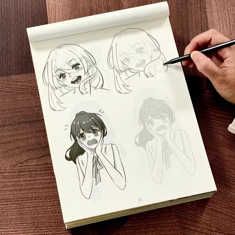 72-seitiges Manga-Übungsbuch, Anime-Charakter-Skizzenblock, Lernbuch zum Zeichnen von Cartoons & Kunstübungsheft – Detail 1