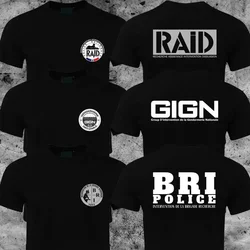 France French Special Elite Forces GIGN Raid BRI Men T-shirt 100% Cotton High Quality  Summer Round Neck Short Sleeves