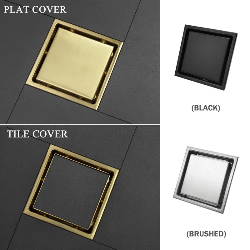 Invisible floor drain, all-copper, tileable, dual-purpose bathroom shower room, odor-proof and insect-proof floor drain core
