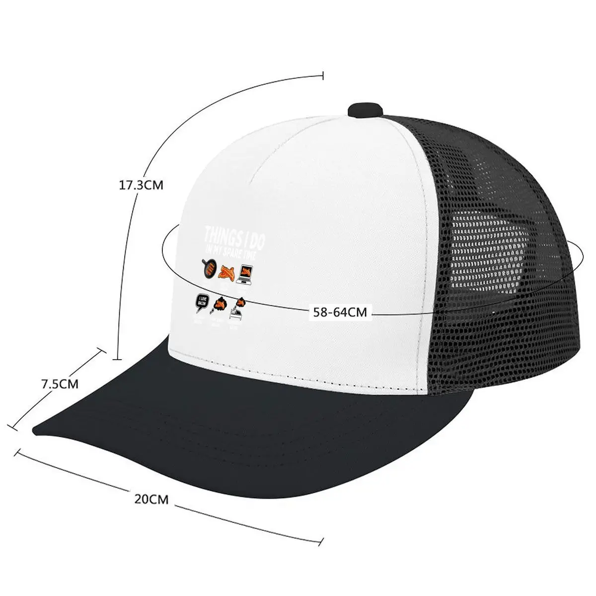 Things I Do In My Spare Time Bacon Humor Mesh Baseball Cap Casual Hat For Womens Unisex Female