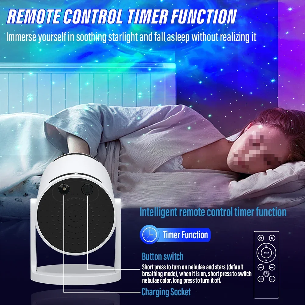 Buraco negro céu estrelado projetor com controle remoto para decoração do quarto, luz noturna, alto-falante bluetooth, galáxia espacial, aurora, presentes