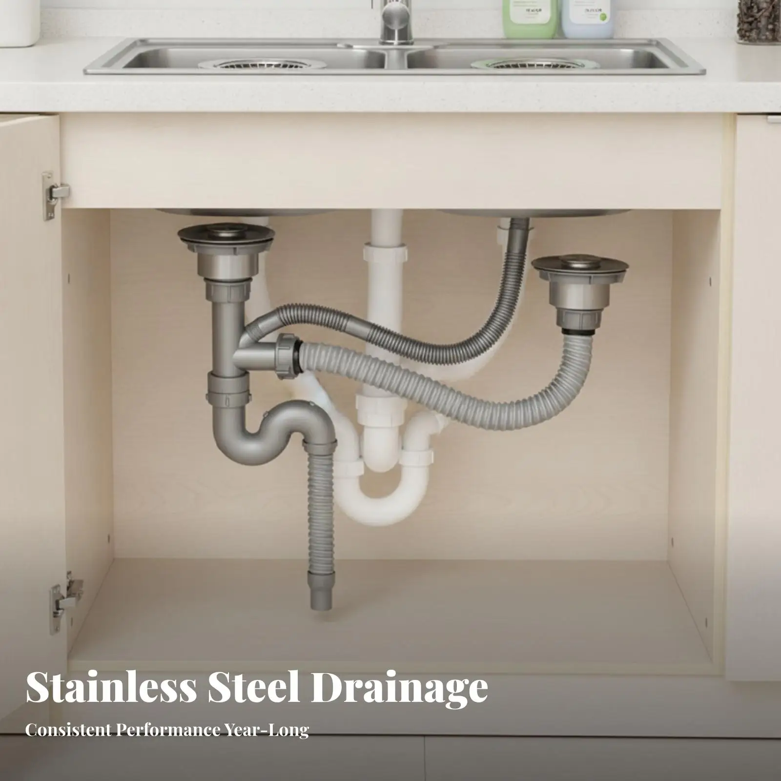 two-chamber-sink-drainage-kit-corrugated-pipe-40cm-and-50cm-sections-leak-resistant-abs-stainless-steel-for-kitchen