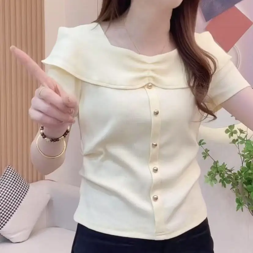 

Premium Loose Short Sleeve T Shirt Women Summer New Solid Color Slim Fit Versatile Top
