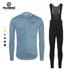 YKYWBIKE Pro Cycling Jersey Set Long Sleeve Mountain Bike Cycling Clothing Breathable MTB Bicycle Clothes Wear Suit For Men 저지