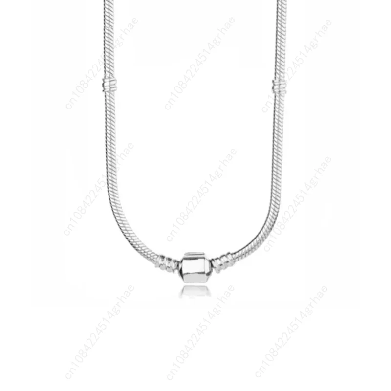 Vendita calda classica in argento sterling 925% a forma di cuore quadrato rotondo zircone collana in osso di serpente accessorio di gioielleria raffinata per le donne regalo
