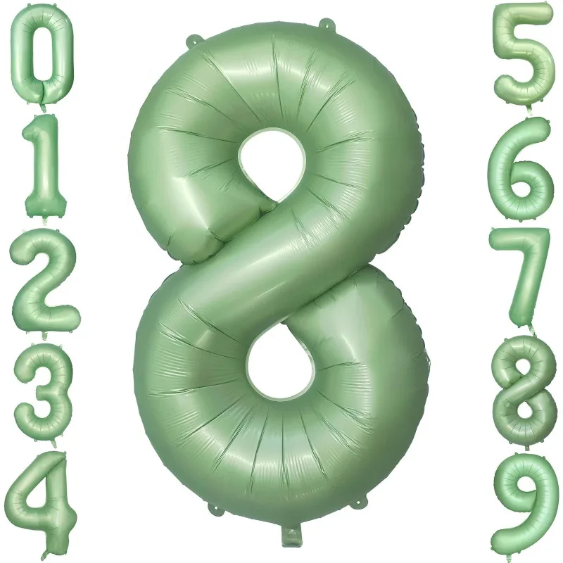 35Inch Sage Green Foil Number 1 30th Balloons for Matte Green Party Weed Large Olive Green Retro Birthday Party Wall Decoration