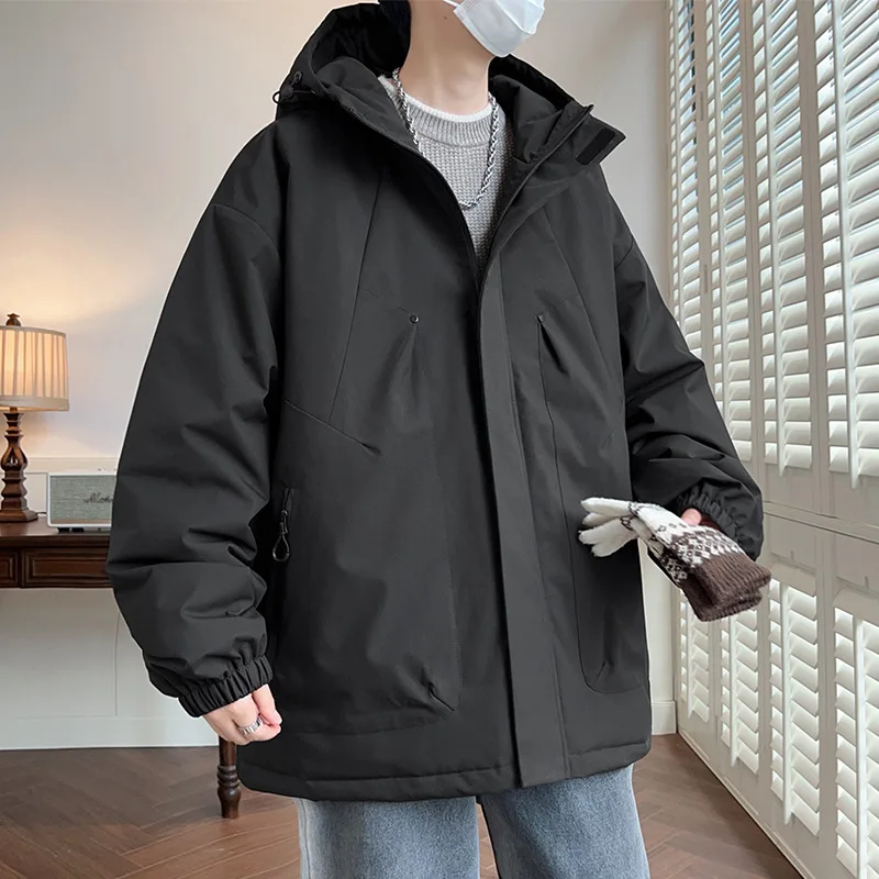 Winter Jackets Men Fleece Warm Coats Plus Size 6XL 7XL 8XL Oversize Waterproof 2024 Windbreak Hooded Black Loose Male Padded