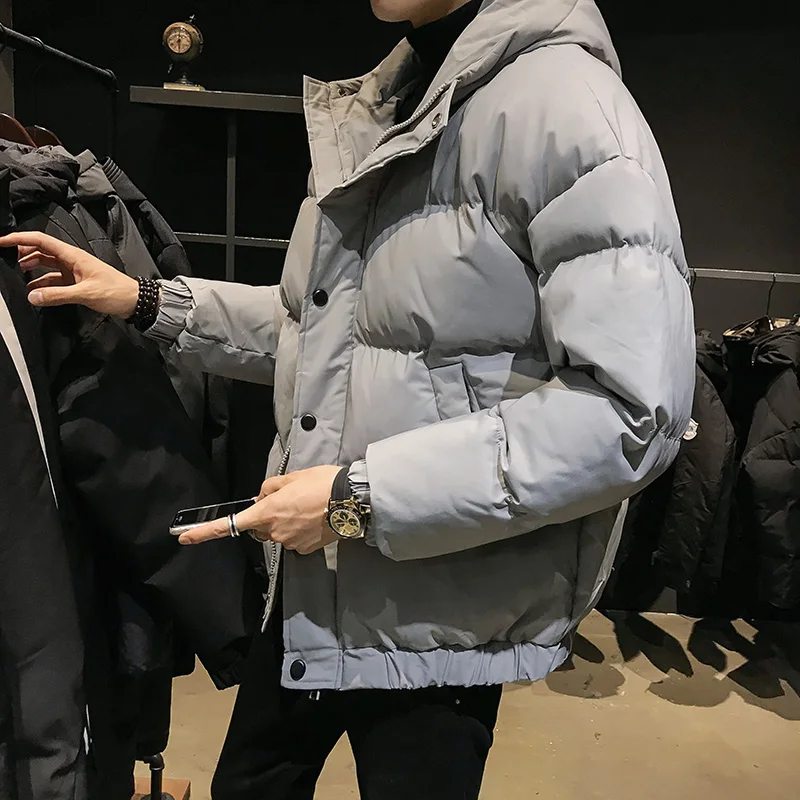 

ort Puffer Jaet Men's 2024 New Korean Sle Trendy Clothes Youth Winter Outerwear Cotton Clothes Waterproof Thiened