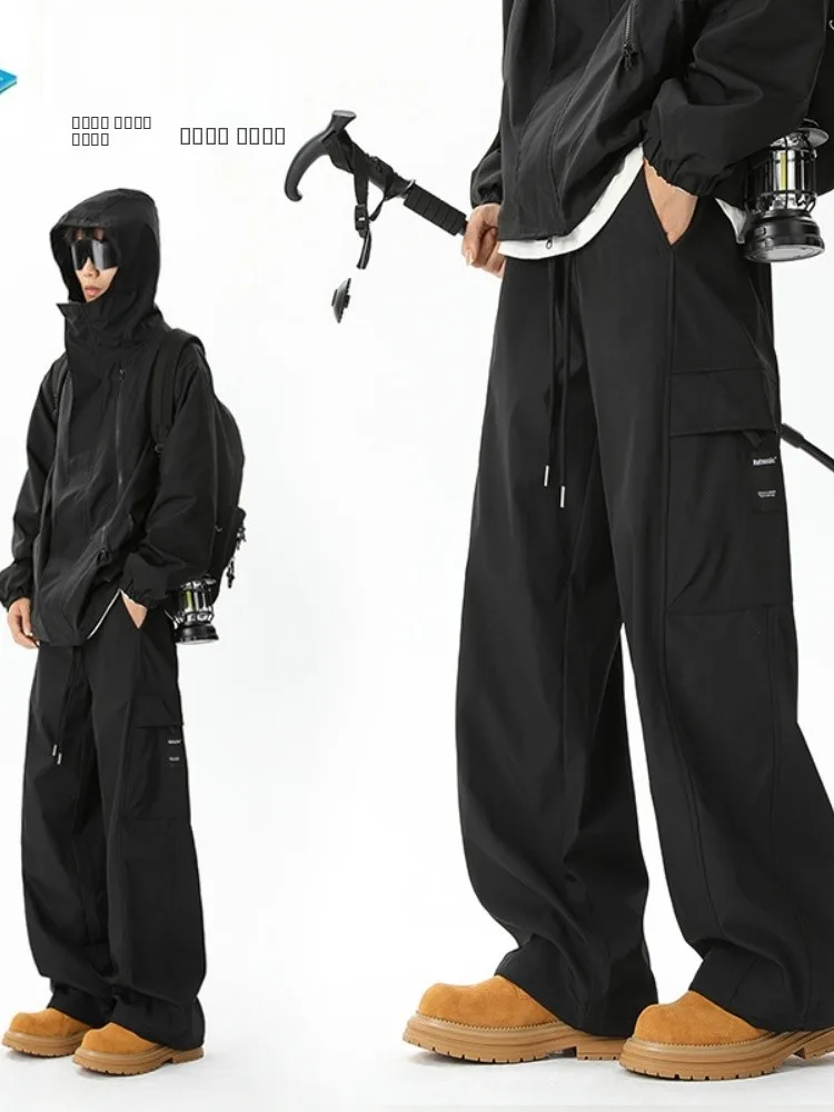 

Мужские уличные ветрозащитные водонепроницаемые брюки карго, новинка осени, американские функциональные рабочие брюки-парашюты, прямые и широкие штанины