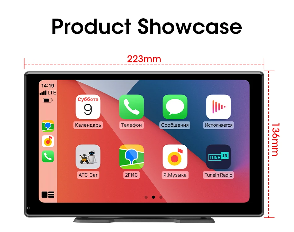 Srnubi Universal 7"9"10" Zoll Auto Wireless Carplay & Android Auto Navigation Rückspiegel FM AUX Multimedia Touchscreen Monitor – Detail 18