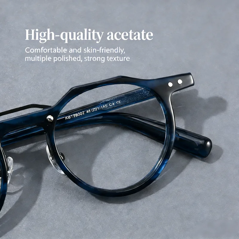 Premium Acetat Brille Rahmen Runde Niet Luxus Marke Designer Männer Brillen Retro Optische Gläser Frauen Brillen Brillen – Detail 4