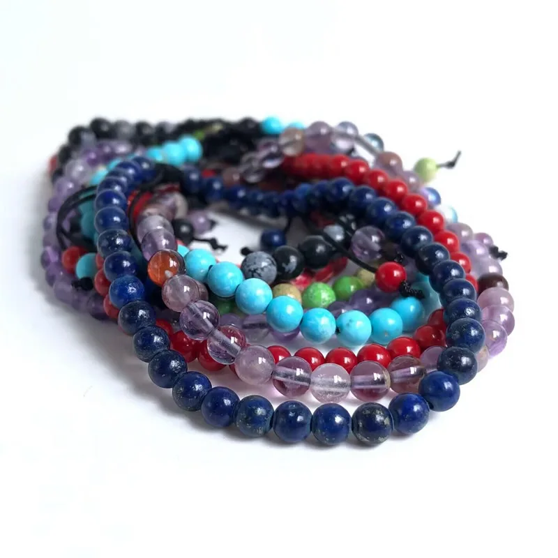 قابل للتعديل 4 مللي متر حجر الخرز سوار للنساء العقيق الطبيعي كريستال التورمالين العقيق المنسوجة سوار للمجوهرات هدية السنة الجديدة