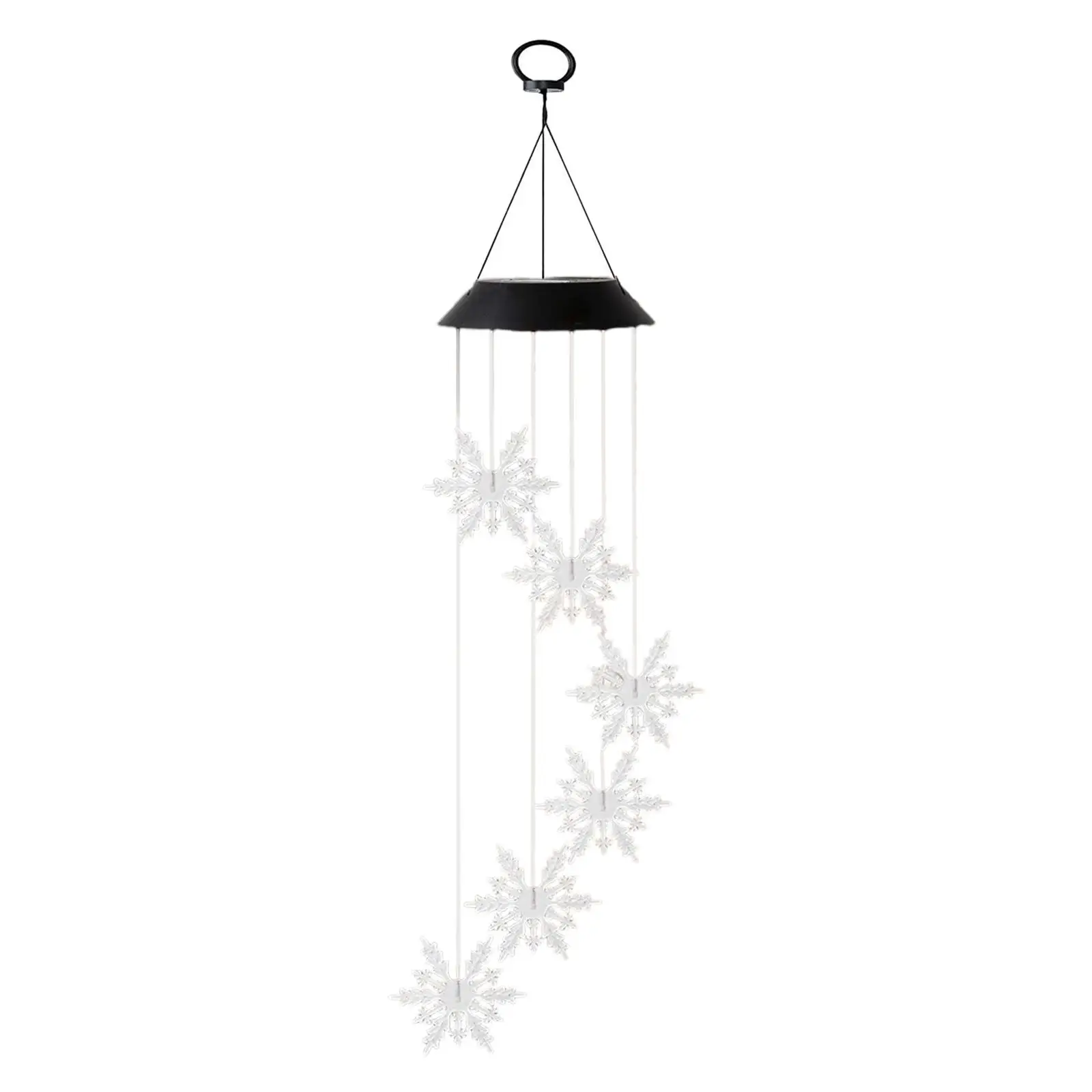 Solar Powered Wind Chime Light LED Waterproof Plastic Garden Decor Hanging Lamp for Patio Yard Christmas Snowflake Housewarming