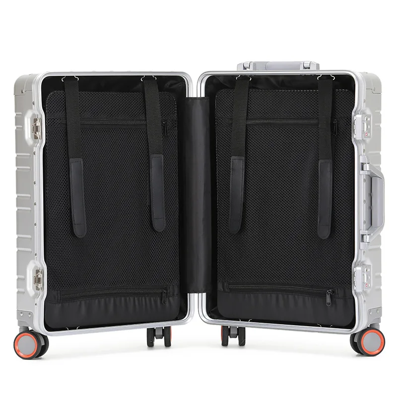 Suitcase Aluminum Magnesium Alloy Trolley Luggage Case Universal Wheel Aluminum Metal Travel Suitcases with Wheels Free Shipping