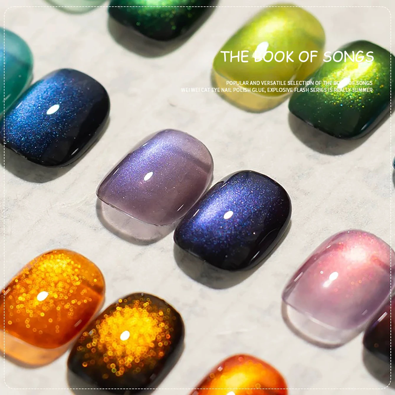 1pcs WS Autumn Winter Nails Blue Red Glass Bead Cat Eye Gel Nail Polish 2025 Super Flash Crystal Cat Eye Nail Halloween Nails