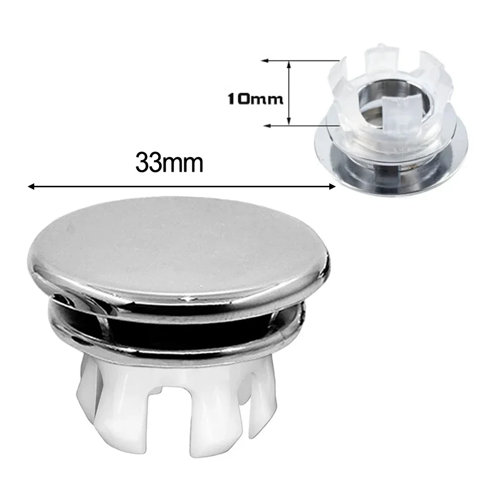 Couvercle de trop-plein pour trou d'évier HOBasin, couvercle de remplacement, anneau de garniture rond chromé, couvercle de éviers ABS, 33x11.8mm, 2 pièces