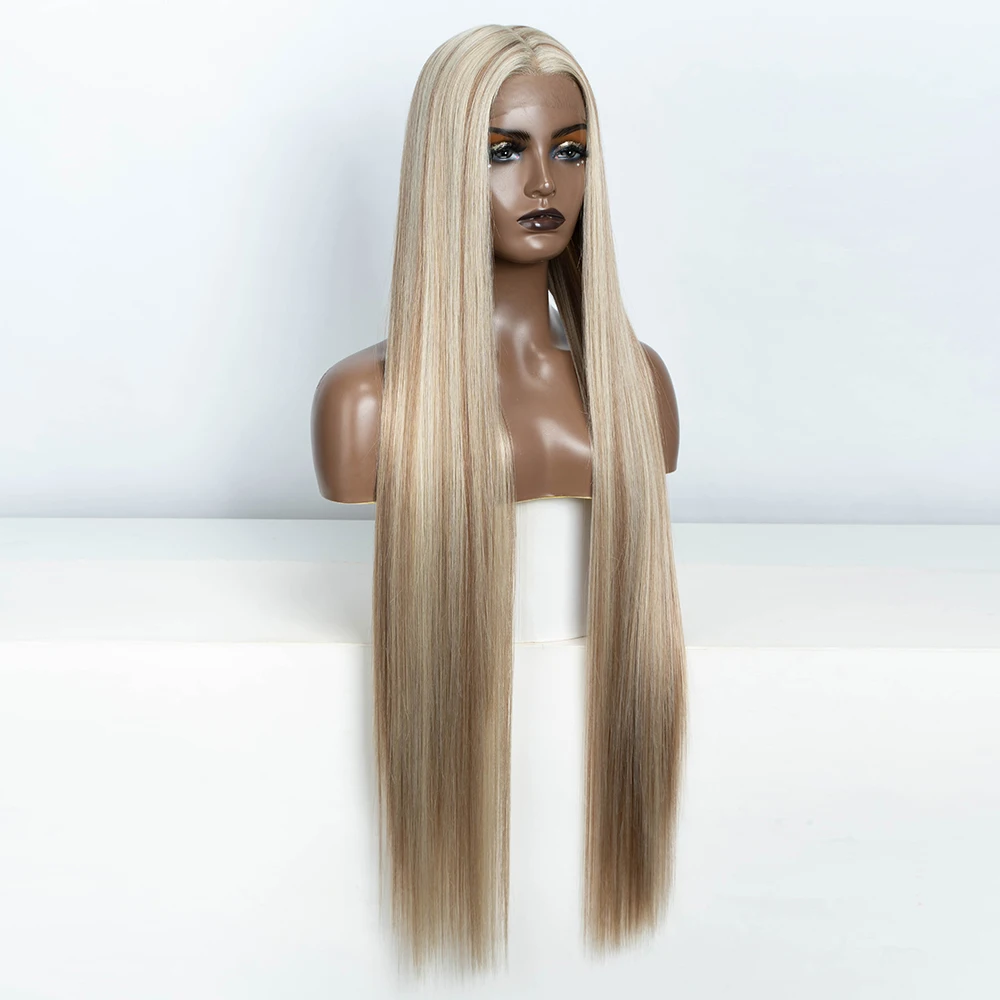 Synthetic Lace Front Wigs Piano Blonde Brown Black Lace Wigs  38 Inch Long Straight Wig Lace Wig Cosplay Straight Lace Front Wig