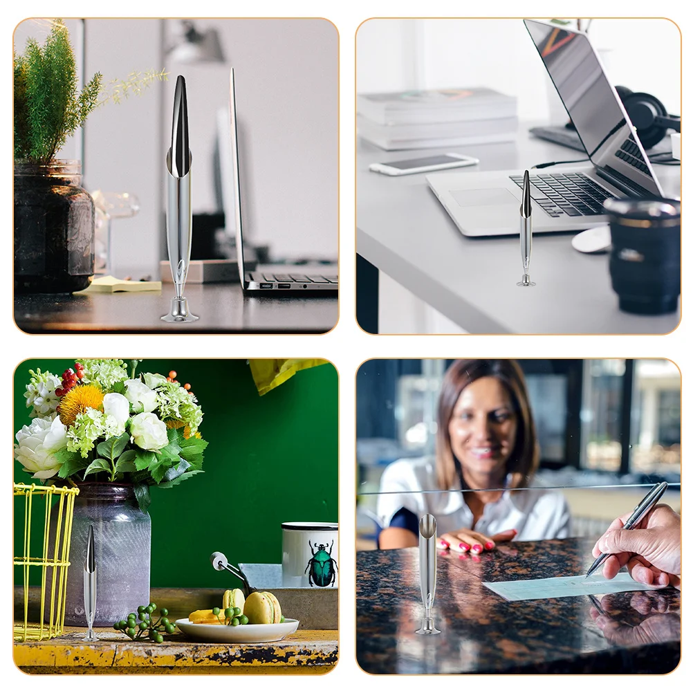 

2Pcs Metal Single Pen Holder Polished Pen Stand Desk Organizer Home Office Accessories Pencil Holder Quill-Pen Support