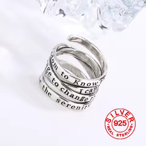 BF CLUB Silver Color Rings for Women Men Fashion Geometric Handmade Irregular Vintage Letter Ring Jelwery Party Christmas Gift