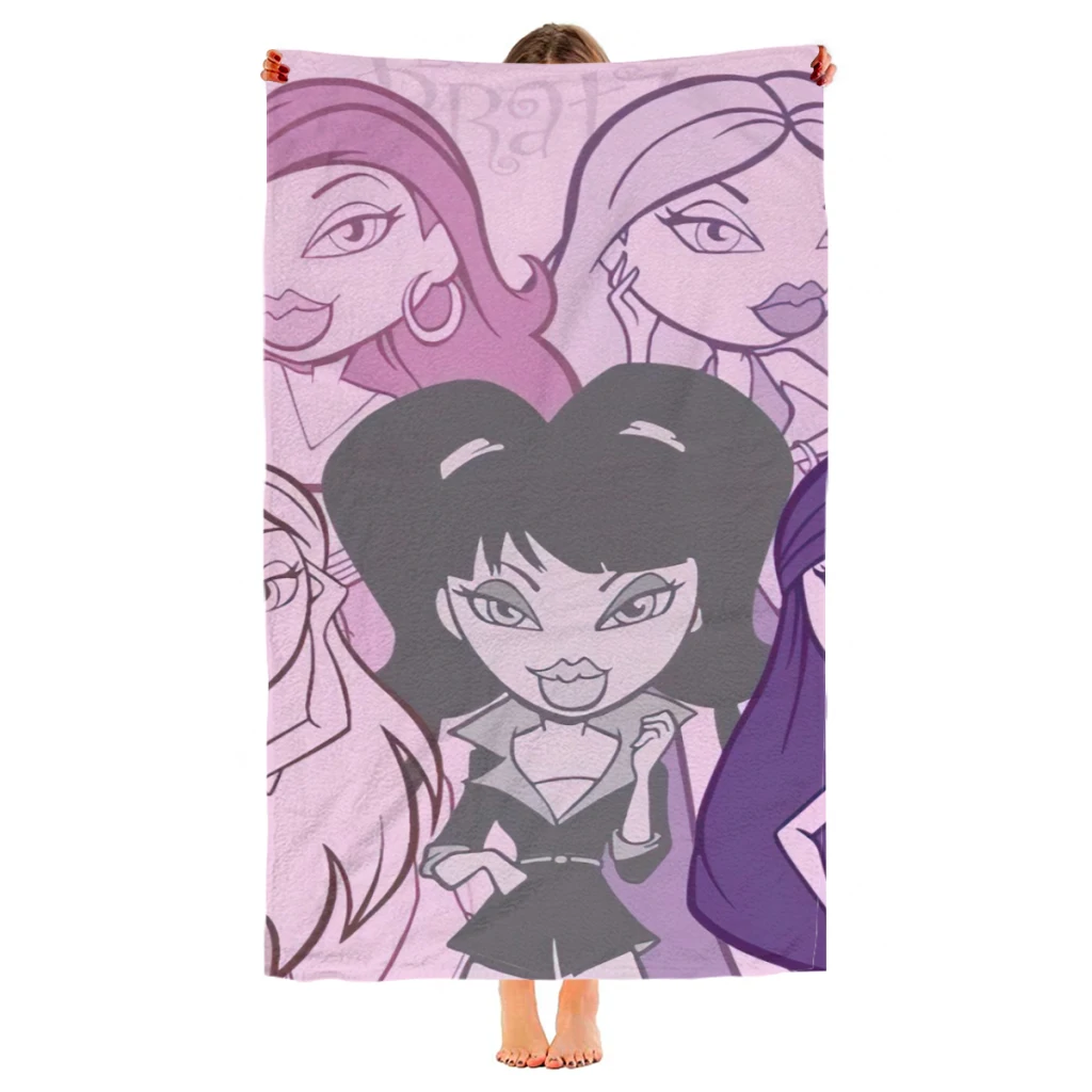 Bratz Doll Beach Towel  Poncho Bathing Towels Cover-ups Quick Dry Sand Free Yoga Spa Gym Pool