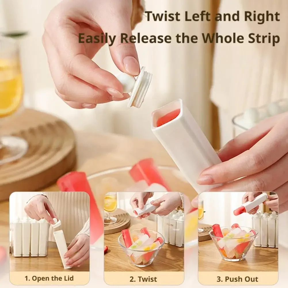 Food Grade Silicone Ice Pop Mold Ice Tray With Lid Handle Diy Juice Coffee Easy Release DIY Popsicle Jelly Frozen Dessert Making