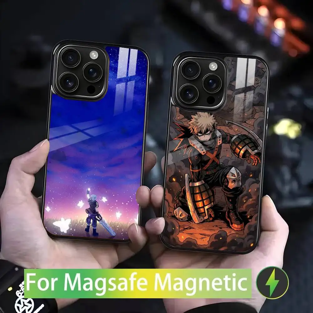 

Hero K-Katsuki Bakugos Phone Case For IPhone 17 16 15 14 13 12 11 Pro Max Plus Mini Magsafe Mirror Wireless Magnetic Cover