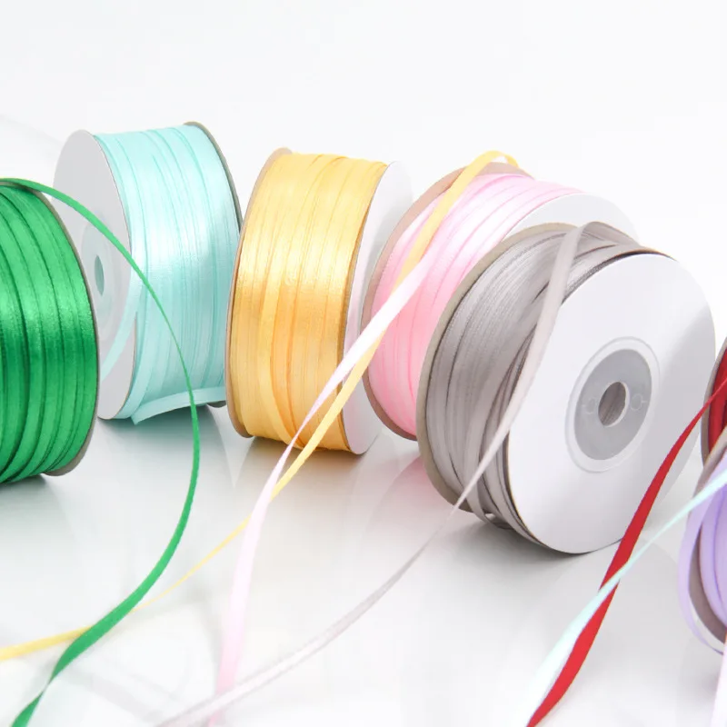 500 Yards/Rolle 3MM Geschenkband für Hochzeiten, Partys, Blumensträuße, Dekoration, DIY-Bastelarbeiten, Satin-Polyesterbänder – Detail 1