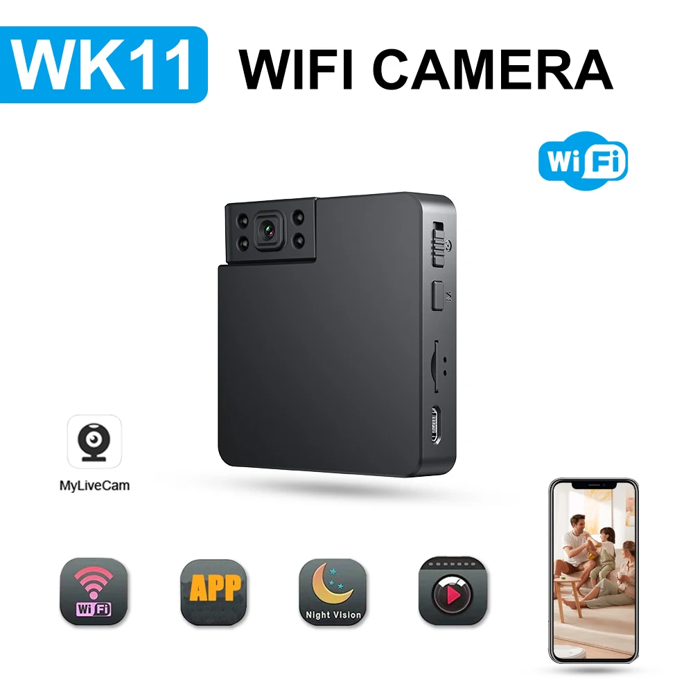 Minicámara inalámbrica WK11, videocámara con Wifi, 1080P, visión nocturna IR clara, detección de movimiento, Monitor de vigilancia de seguridad para el hogar