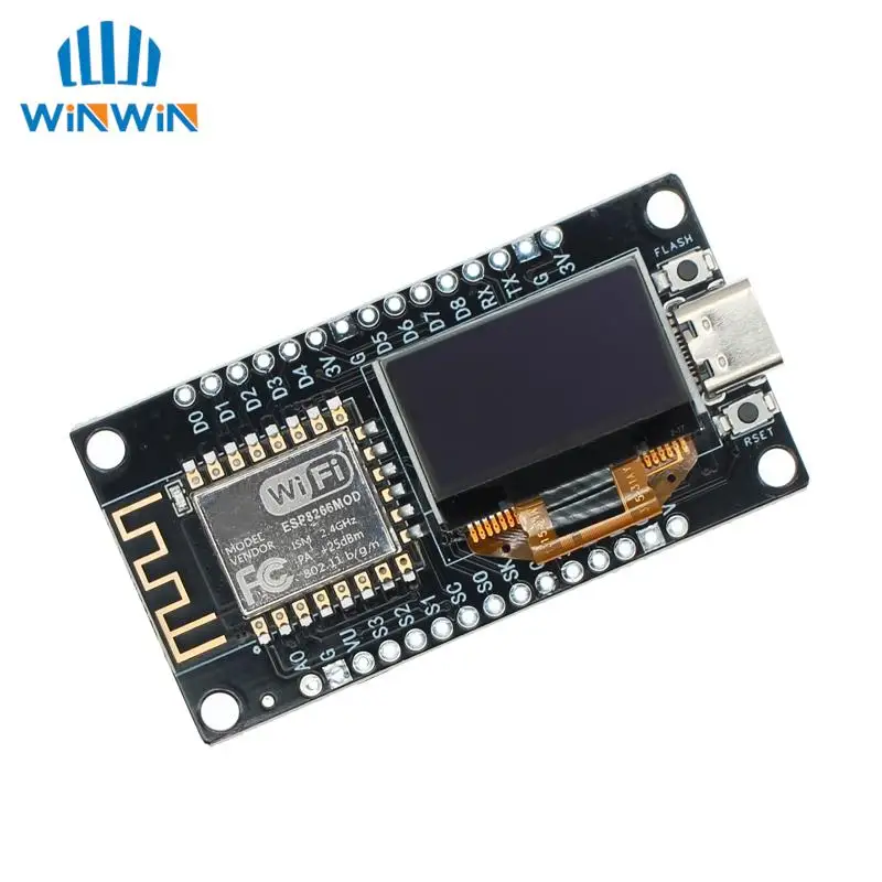 NodeMCU ESP8266 Development Board With 0.96 Inch OLED Display CH340G ESP-12F WiFi Module TYPE-C USB For Arduino/Micropython