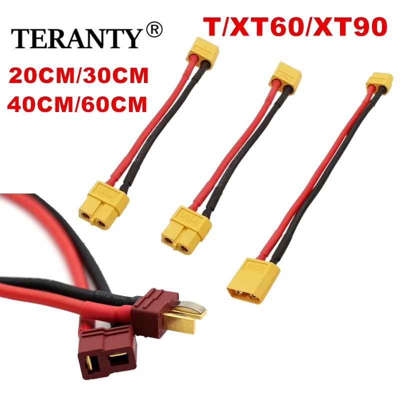 Przedłużacz XT60 Żeński na Męski XT90 Deans T Connector 14AWG 30cm 40cm 60cm Adapter do Akumulatora Lipo Samochodu Drona 1 szt.