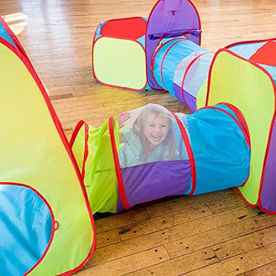 Nascondi e scivolare 7 pezzi Tenda da gioco con palline e 20 palline Tenda da gioco per palestra nella giungla per bambini Giocattolo con tunnel strisciante per neonati Gif di compleanno infantile