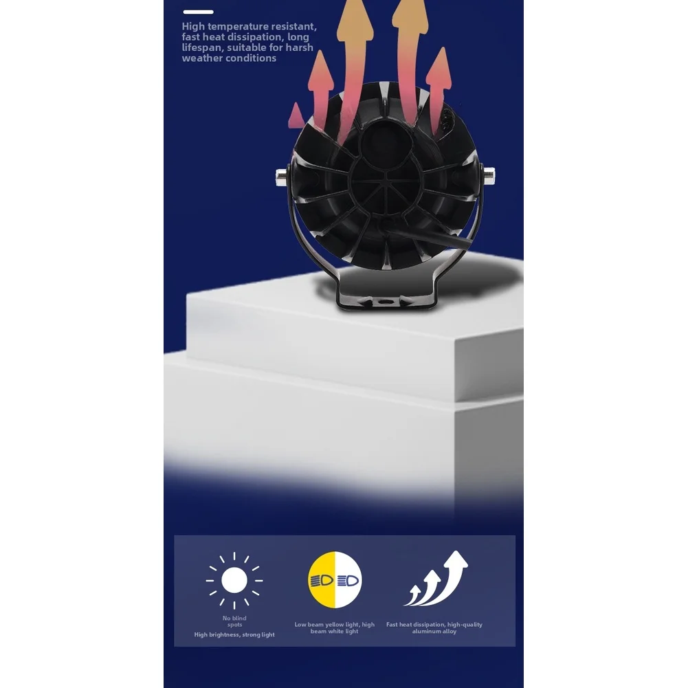 Waterproof LED Light Motorcycle LED Light Night Driving Aluminum Alloy Housing High-intensity LEDs Near Yellow Far White