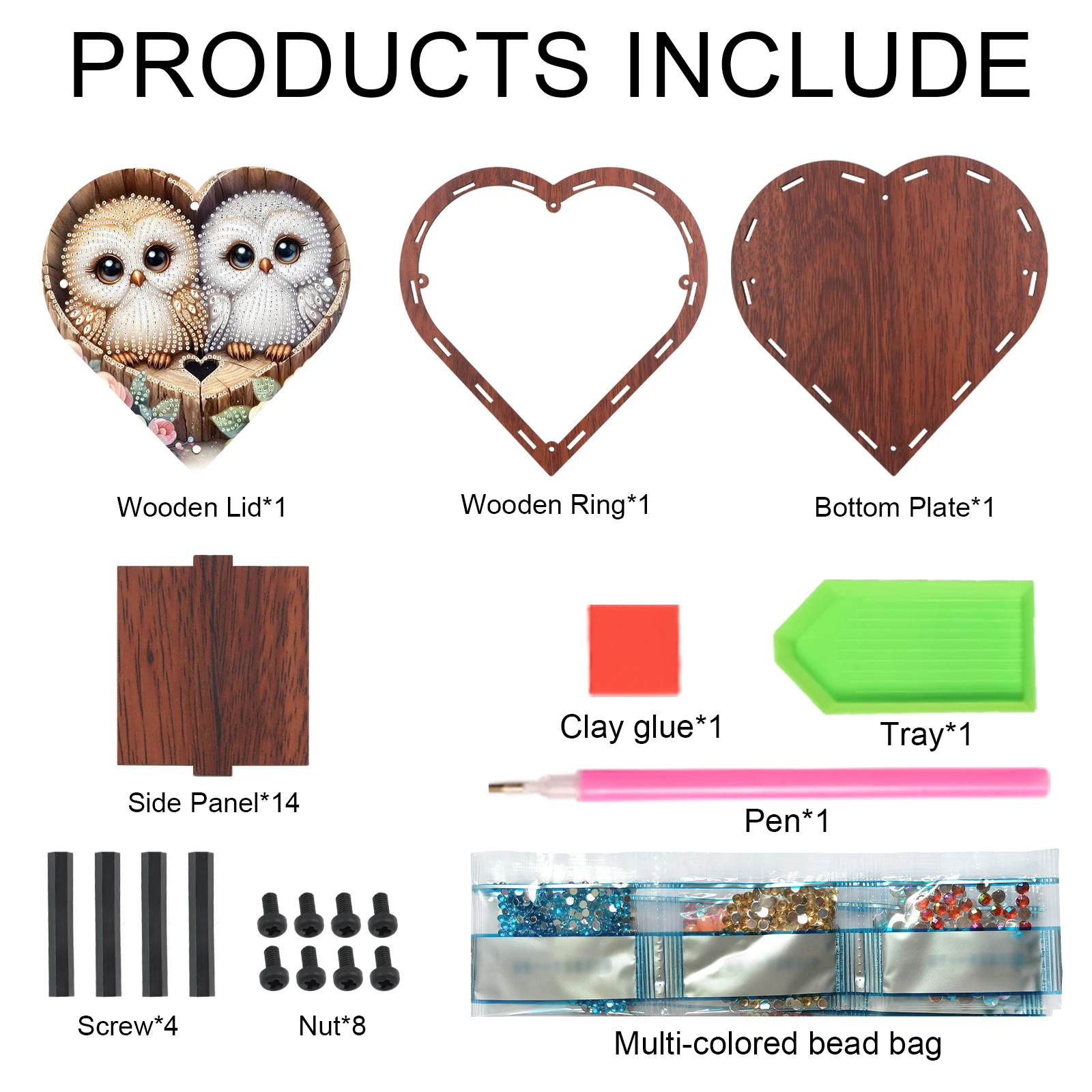 Diamond Painting Heart Shaped Box Kits,Animal Couple Diamond Art Special Shape Diamond Art Decoration Creative for Handmade Gift view 3