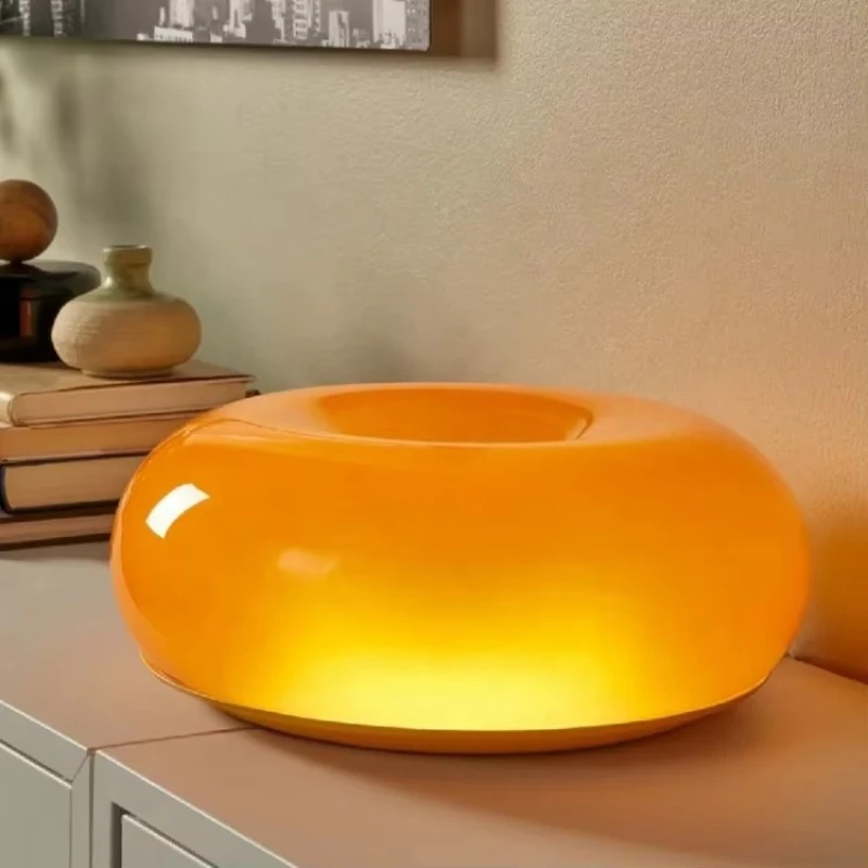 

New orange donut lamp home bedroom decoration retro round glass touch desk lamp bedside lamp
