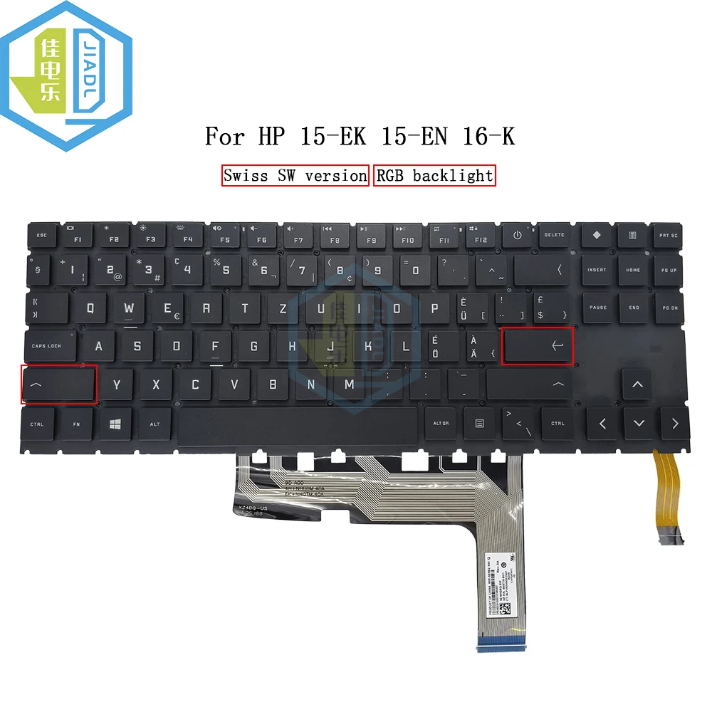 

RGB Backlit SW Swiss Keyboard For HP OMEN 15-EN 15-EK 16-K 16-WF TPN-Q236 Q280 15-EK0020CA 15-EN0036NR Laptop Light M45718-BG1