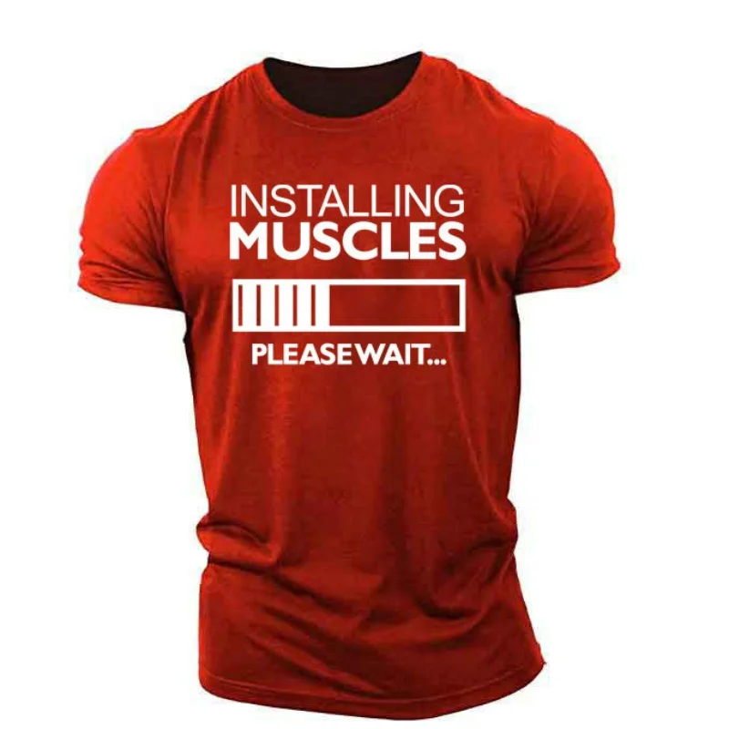 Fashion New Installing Muscles Please Wait Loading Bar 3D Print T Shirt Unisex Men Women Clothes O-Neck Summer Short Sleeve Tops