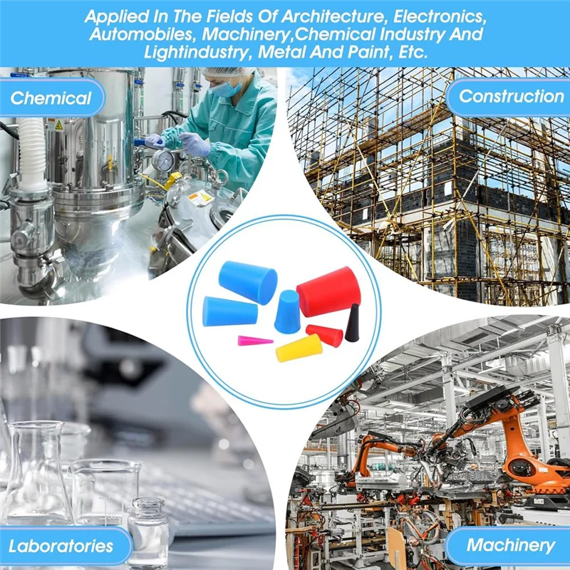 ABFY-200 قطعة 8 أحجام سيليكون المقابس مدبب التوصيل عدة مسحوق طلاء المقابس للطلاء ، ثقب دائري ، اللوحة