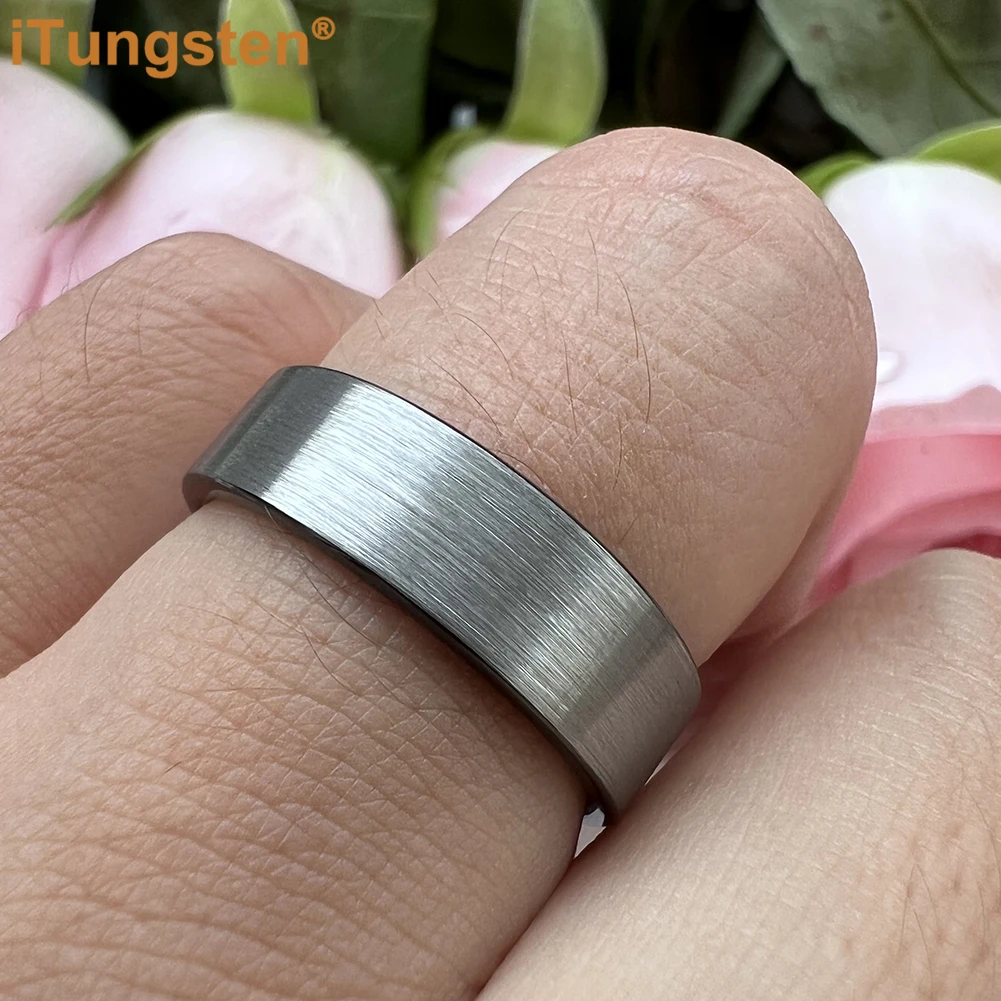 Dropshipping iTungsten 6/8/10/12MM Multiwidth Black Tungsten Ring Mens Womens Flat Wedding Band Brushed Finish Comfort Fit