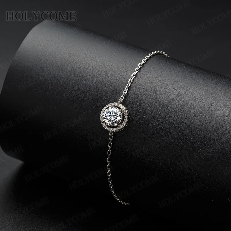 1CT Moissanit-Armband mit Lünettenfassung für Damen, Diamant, Farbe D, VVS1, 925er Sterlingsilber, elegantes Kettenarmband, Hochzeitsschmuck – Detail 5
