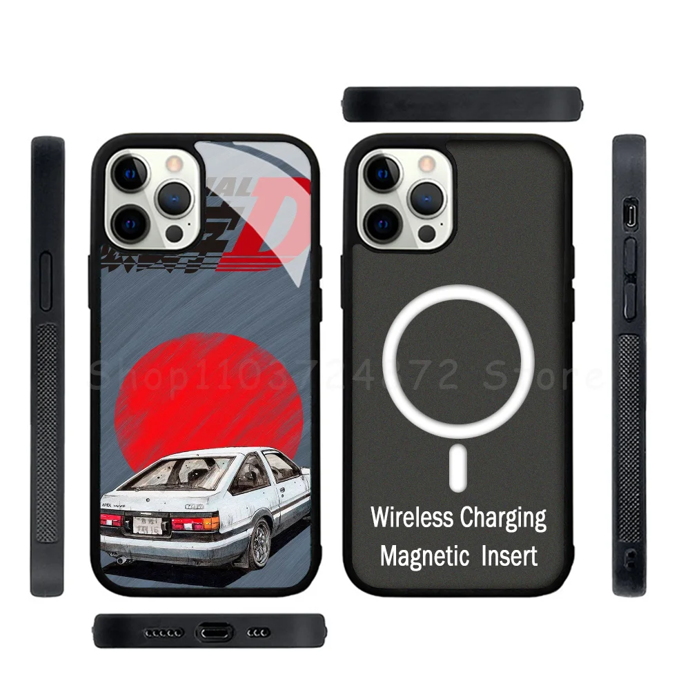 Anime Anime Initial D Phone Case Strong Magnetic For IPhone 15 14 13 Pro Max Alex Mirror For Magsafe Wireless Charging Cover