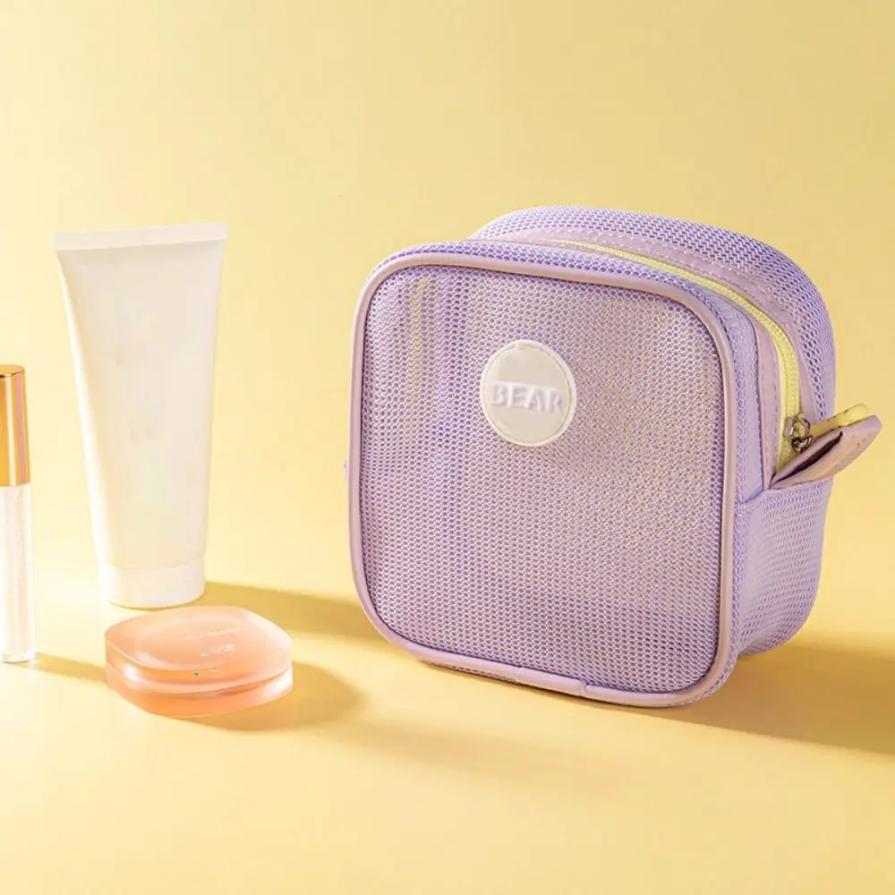 

Durable Dopamine Color Storage Bag Large Capacity Toiletry Make Up Case Candy Color Mesh Cosmetic Bag