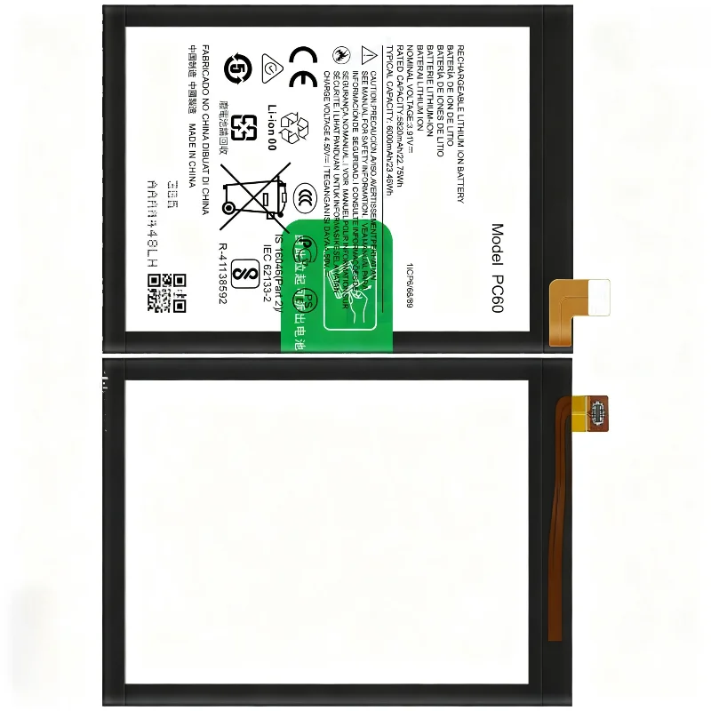 بطارية ليثيوم PC60 جديدة بقدرة 6000 مللي أمبير في الساعة لهاتف موتورولا G54/G54 Power/G24 بطارية الهاتف المحمول + أدوات