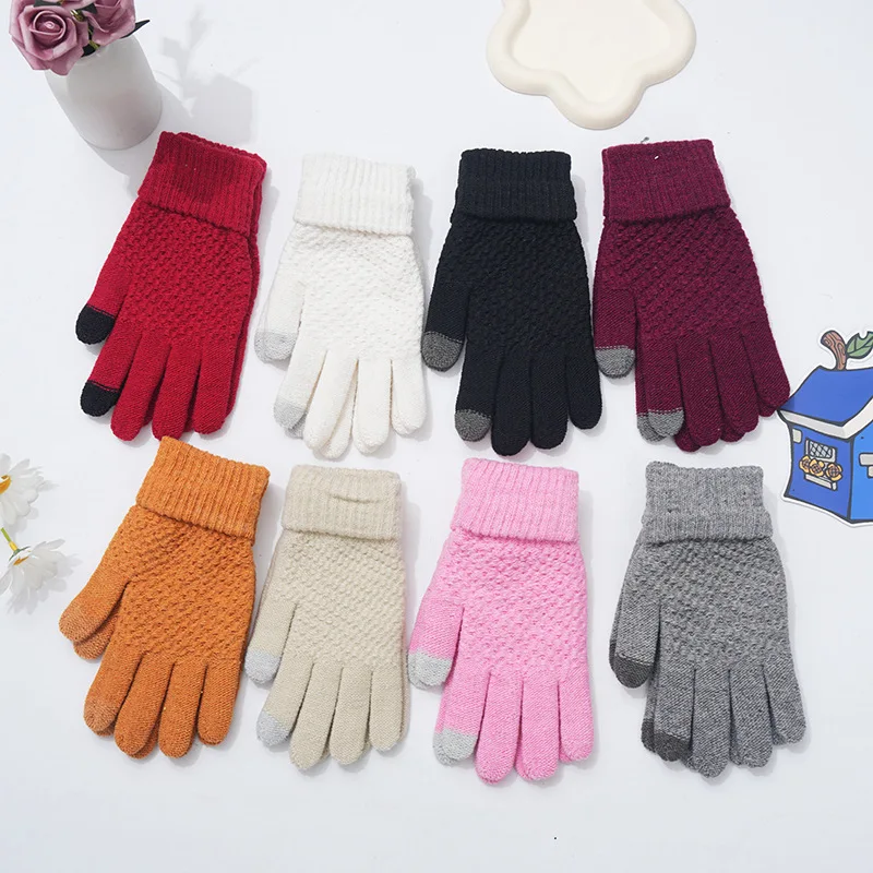 الشتاء مقاومة البرد ودافئة خمسة أصابع قفازات لركوب الدراجات في الهواء الطلق المضادة للانزلاق وشاشة تعمل باللمس قفازات غزل الجاكار المحبوكة