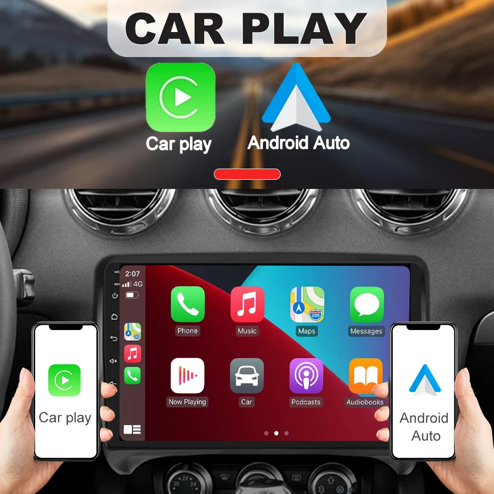 2 Din Android Auto Radio de coche Audio estéreo Carplay para Audi TT MK2 8J 2006-2014 coche 4G reproductor de vídeo Multimedia GPS Autoradio BT