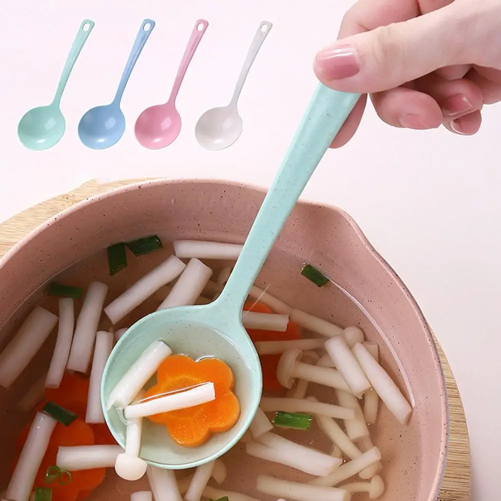 New Fashion Eco-friendly Wheat Straw Soup Spoonstalk Dinner Meal Rice Tableware Tools Kitchen Spoons Supplies Scoop Ladle O2m7