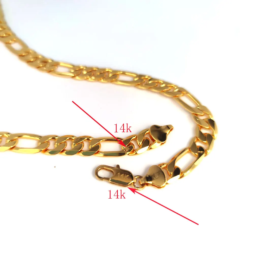 14k Italian Figaro Link Chain Necklace 10mm Solid  Fine Gold Plated  21\